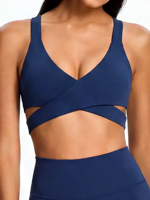 Pilates racerback yoga bra top in mousse pink front view
