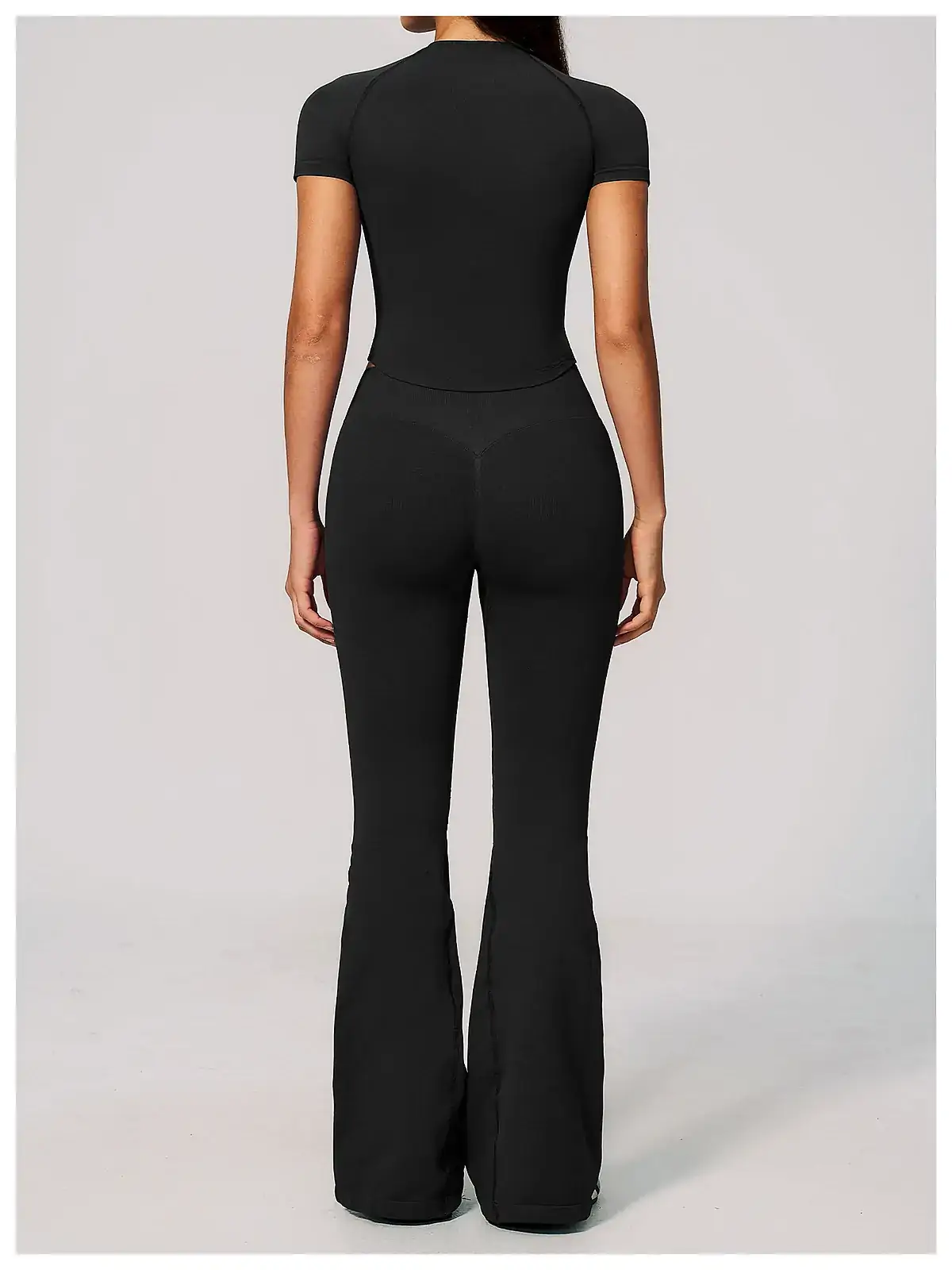 Pilates Wide-Leg yoga set in light khaki front view — detail view 7