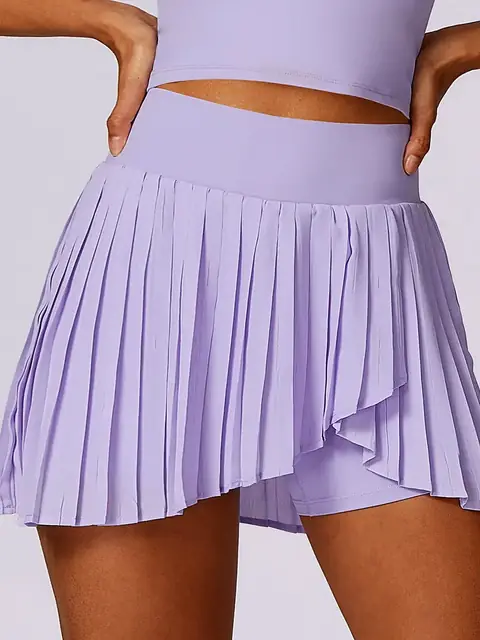 Pleated Quick-Dry skort in romantic purple front view
