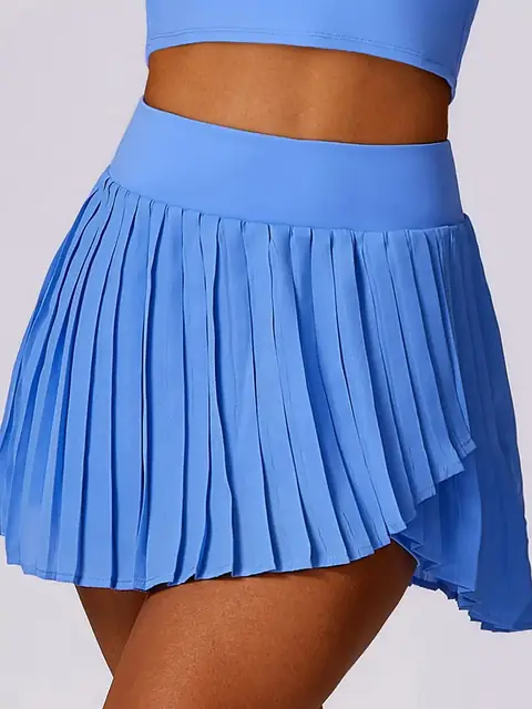 Pleated Quick-Dry skort in sky blue front view