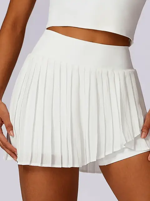 Pleated Quick-Dry skort in swan white front view