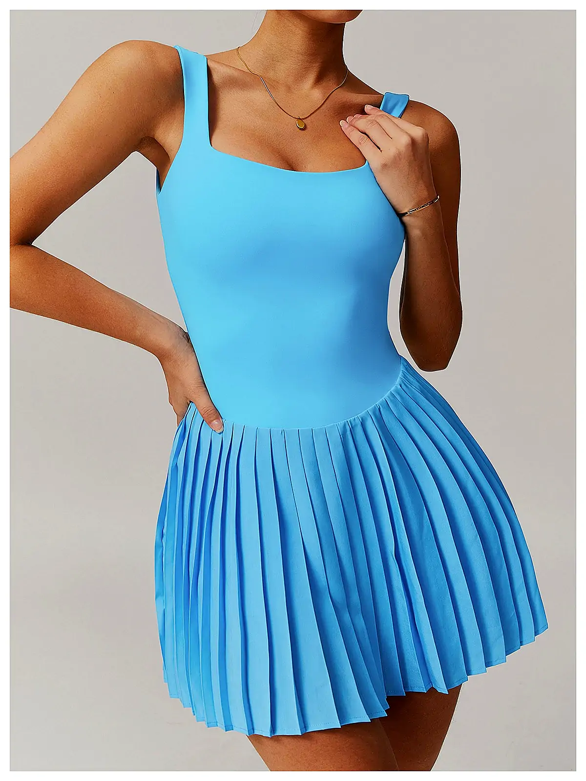 Flatlock seam detail on dress