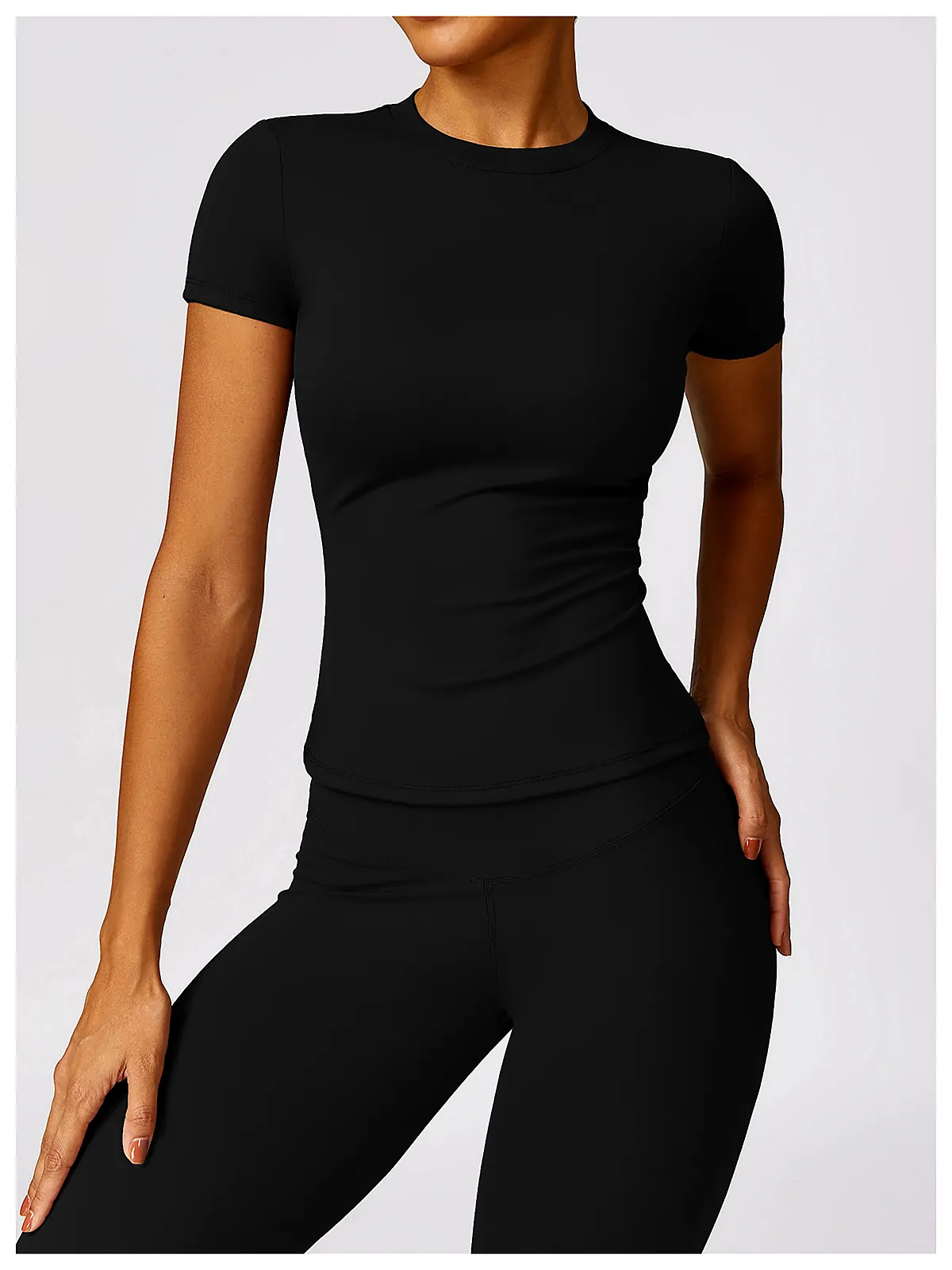 Quick-Dry Short-Sleeve Yoga Cover Tee — side panel detail