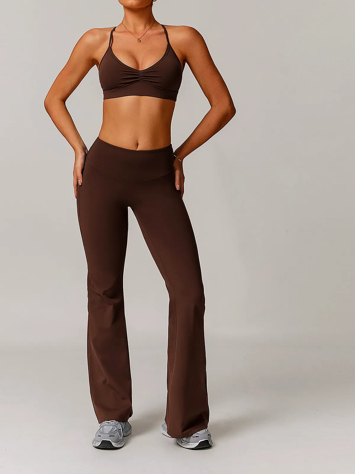 Quick-Dry tight yoga set back seam construction