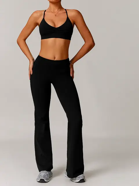 Quick-Dry tight yoga set in mocha front view