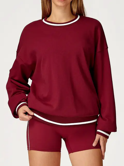 Relaxed Crew-Neck sweatshirt in cherry red front view