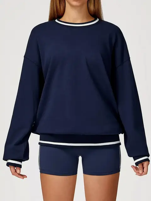Relaxed Crew-Neck sweatshirt in emblem blue front view