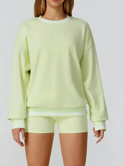 Relaxed Crew-Neck sweatshirt in lime green front view