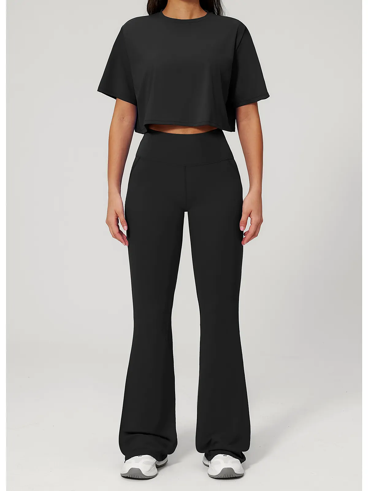 Relaxed Crop Crew Yoga Tee — side panel detail
