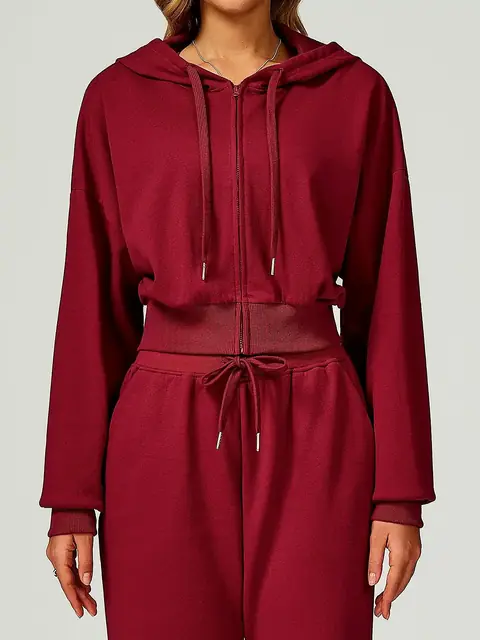 Relaxed pullover hoodie in cherry red front view