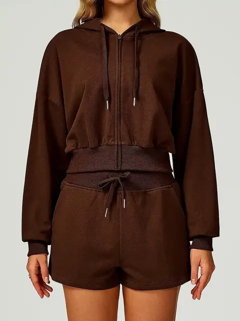 Relaxed pullover hoodie in coffee front view