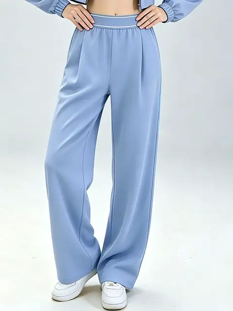 Relaxed pilates training yoga tank set in sky blue front view