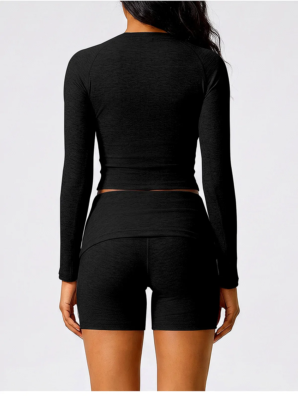 Ribbed crop yoga Long-Sleeve back seam construction