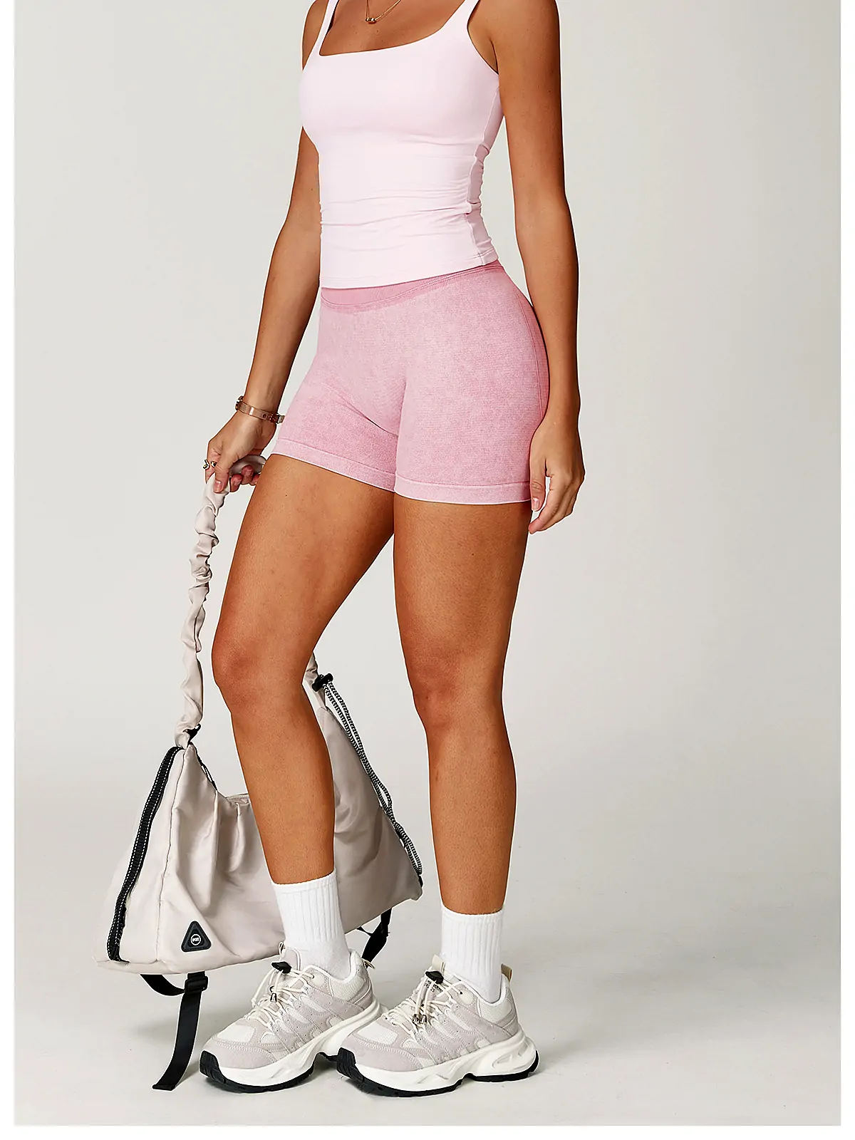 Sandwash Seamless High-Waist Yoga Shorts — back seam construction