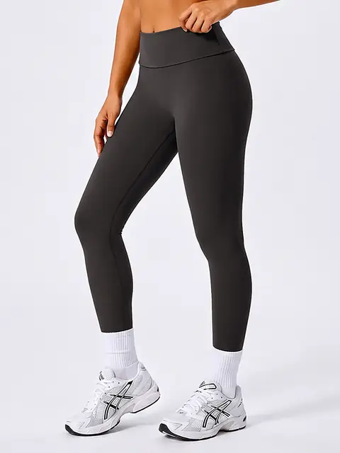 Sculpt Cross-Back run yoga set in rhino grey front view