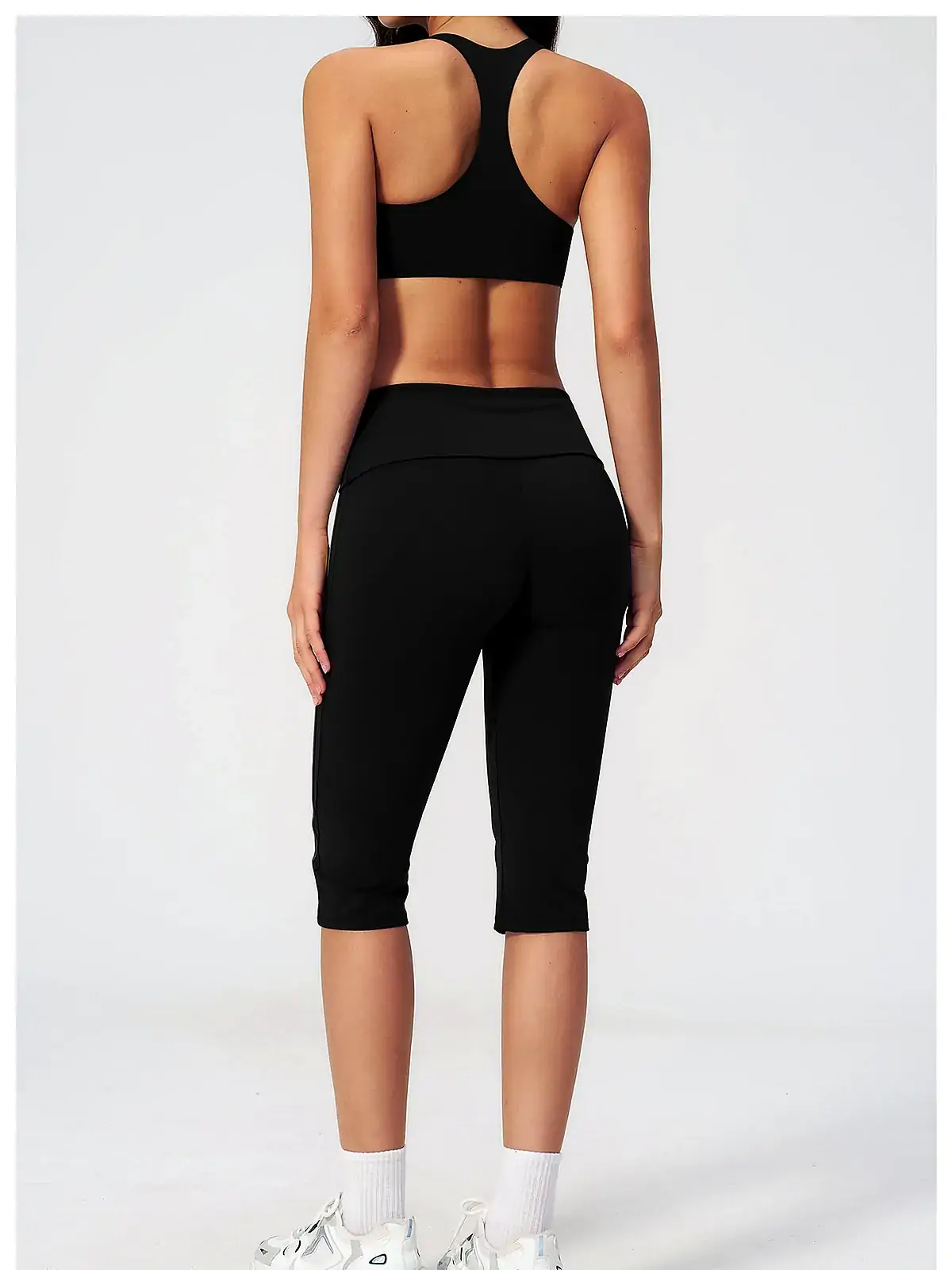 Sculpt Open-Back Quick-Dry yoga set back seam construction