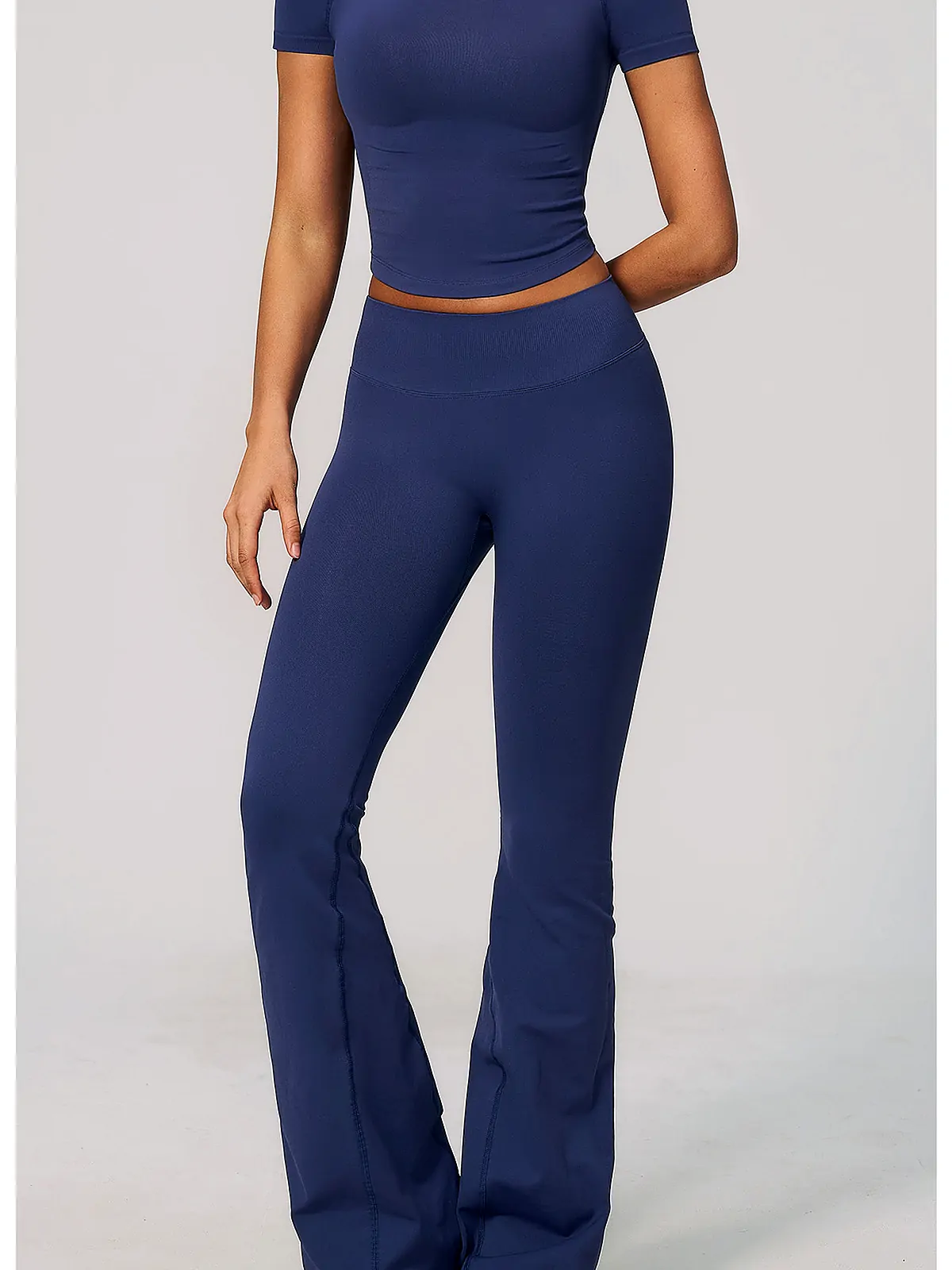 Seamless Flare Yoga Leggings — flatlock seam detail