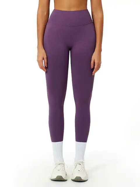 Seamless V-Waist Peach-Lift Leggings front view in plum
