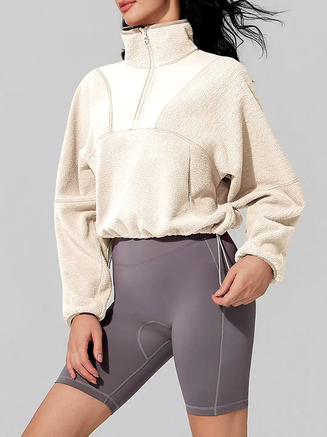Sherpa Half-Zip Stand-Collar Pullover