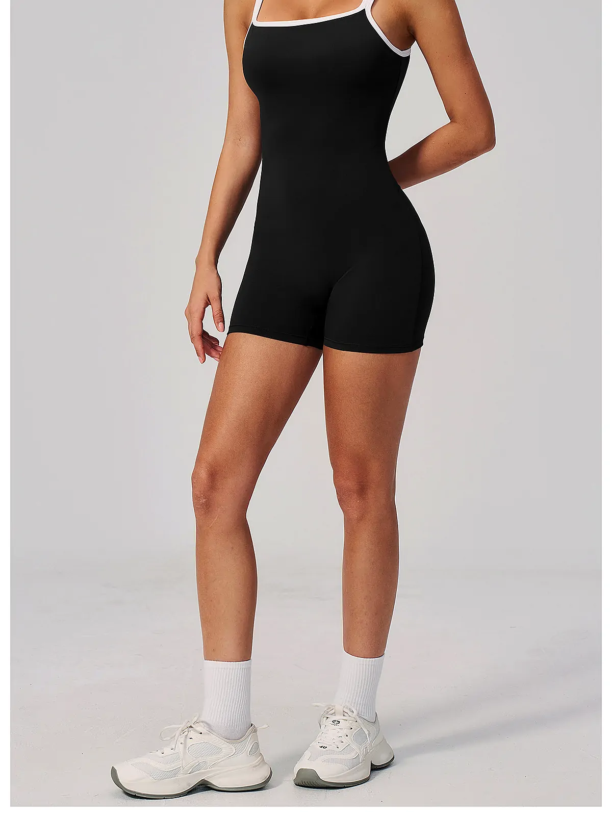 Square-Neck Open-Back Strap Bodysuit — side panel detail
