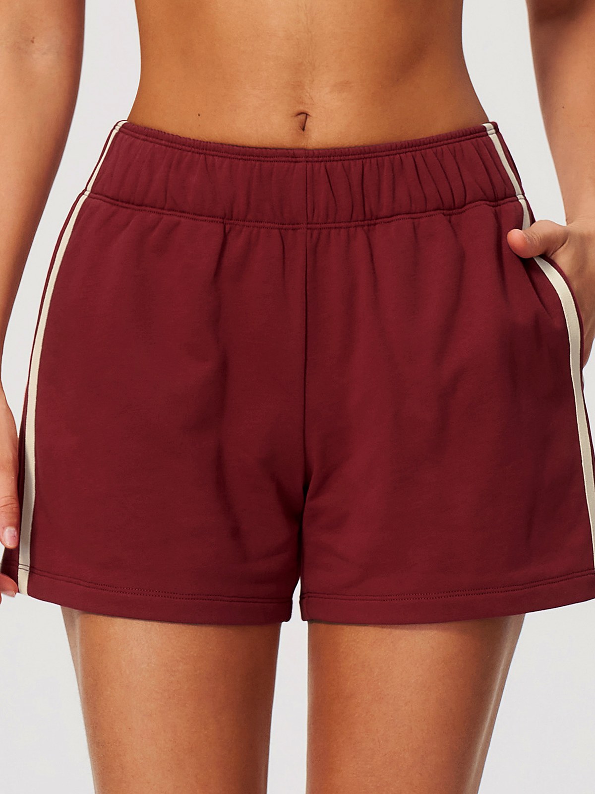 Contrast-Stripe Fleece Training Shorts