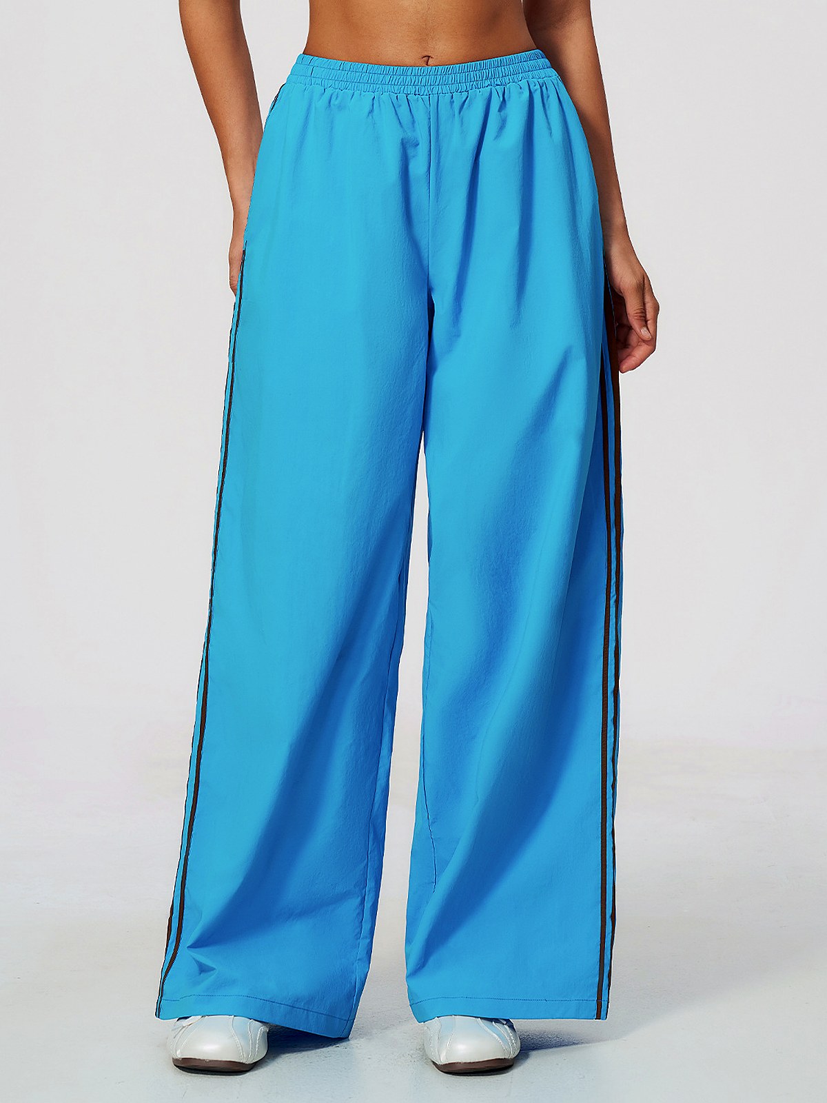 Contrast-Stripe Wide-Leg Track Pants