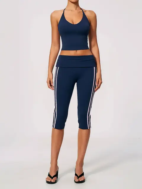 Support Open-Back outdoor yoga set in rhino grey front view