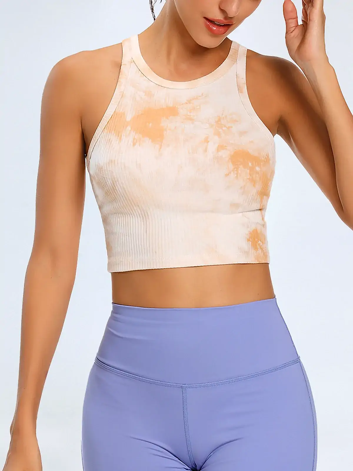 Waistband detail on Tie-Dye relaxed yoga tank