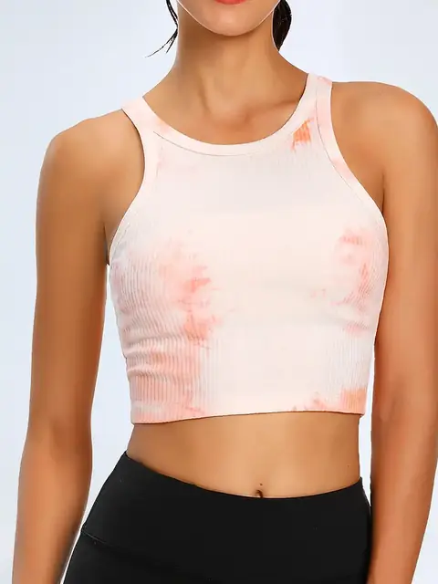 Tie-Dye relaxed yoga tank in tie-dye front view