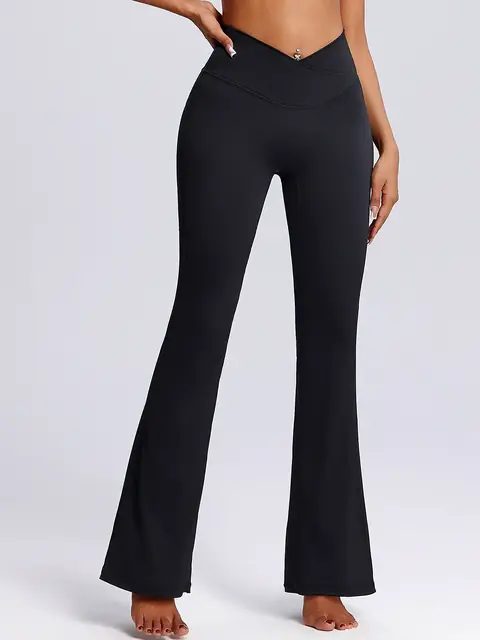 Wide-Flare dance yoga leggings in cherry red front view