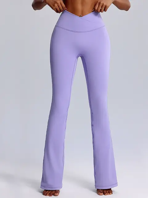Wide-Flare dance yoga leggings in indigo front view