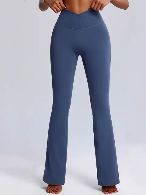 Wide-Flare dance yoga leggings in navy front view