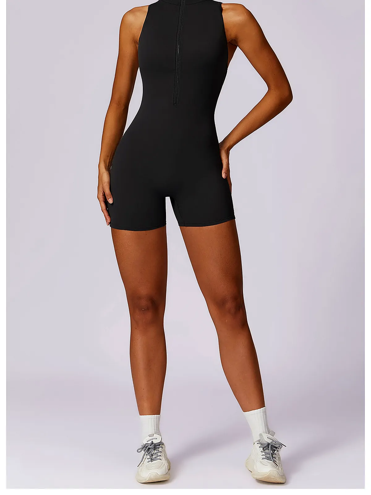 Zip-Back Naked-Feel Yoga Bodysuit — side panel detail