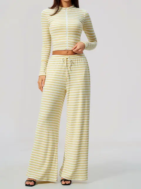 Zip-Collar Wide-Leg Yoga Set — private label OEM